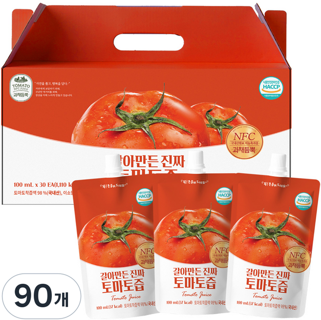 유기농마루 갈아만든 진짜 토마토즙, 100ml, 90개
