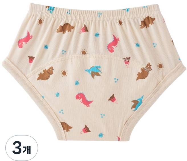아가짱 유아용 시그니처 모달 배변 훈련 팬티, 공룡, 3개