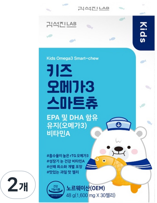 김석진랩 키즈 오메가3 스마트츄 30p, 48g, 2개