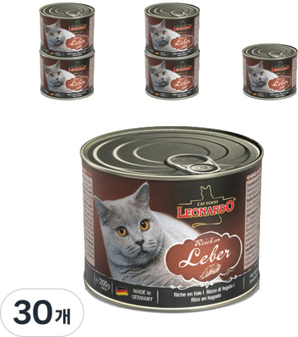 레오나르도 어덜트 고양이 리버 습식사료, 닭+칠면조, 200g, 30개