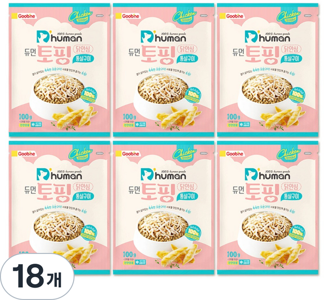 듀먼 전연령용 강아지 토핑 통살구이 생식 사료, 닭, 100g, 18개