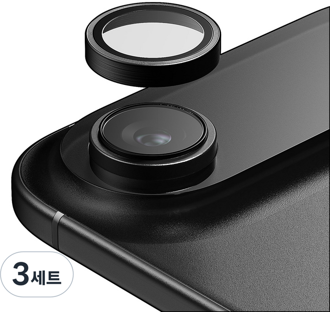 빅쏘 고투명 빛번짐방지 부착가이드 카메라 렌즈 보호 링 아이폰 강화유리 보호필름 블랙, 3세트