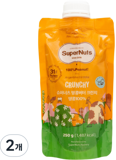 슈퍼너츠 땅콩버터 크런치, 250g, 2개