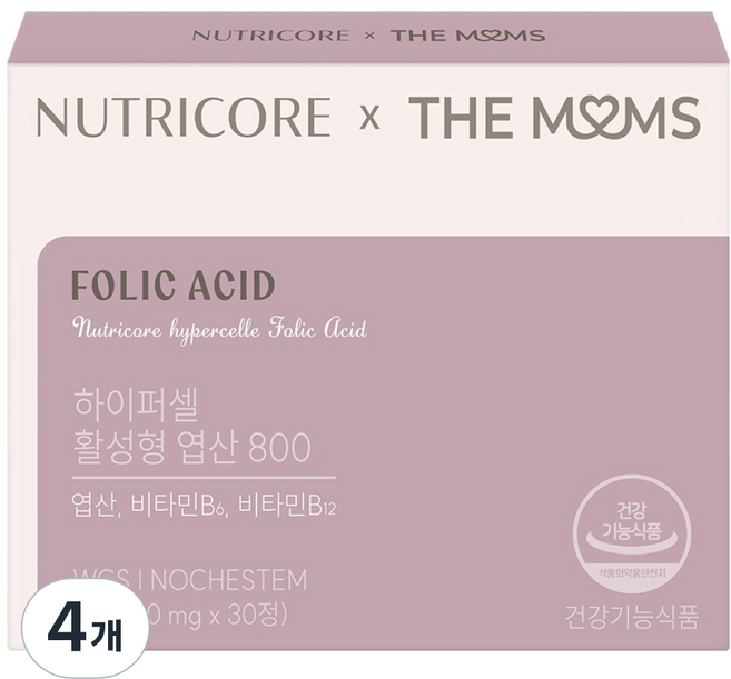 NUTRICORE The Mom's HYPACELL 活性葉酸 800, 4個, 30錠