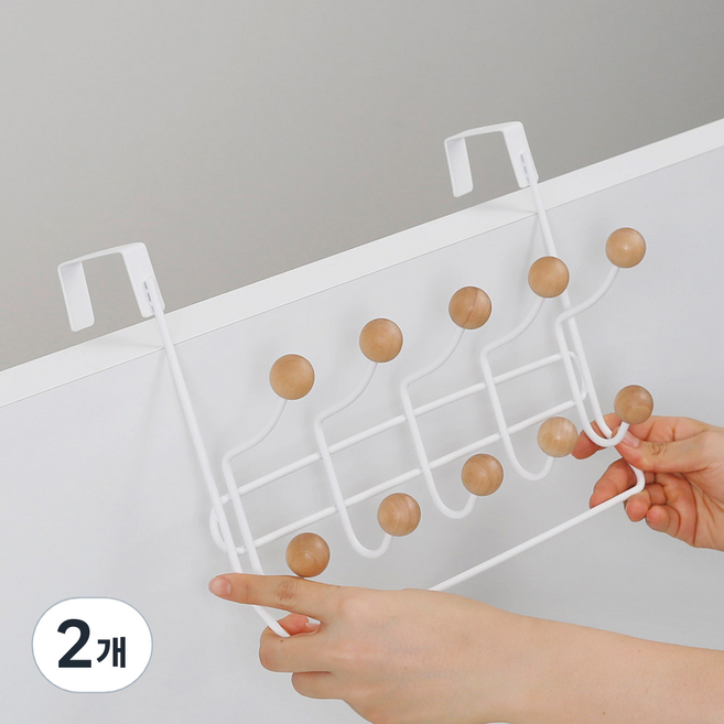 홈앤하우스 우드 오버더 도어훅 10구, 화이트, 2개