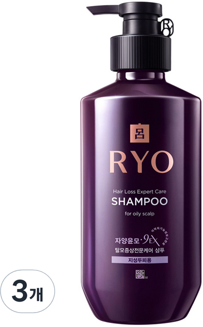 려 자양윤모 9EX 탈모증상전문케어 지성두피용 샴푸, 400ml, 3개
