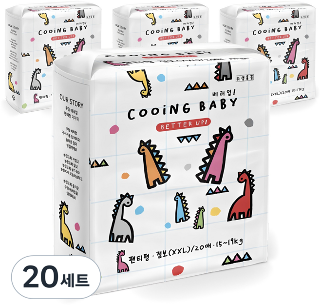 Cooing 베러업 팬티형 기저귀 남녀공용, 점보형(2XL), 400매