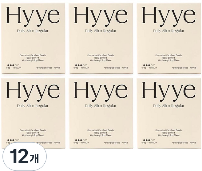 혜 데일리슬림 생리대, 중형, 16개입, 12개