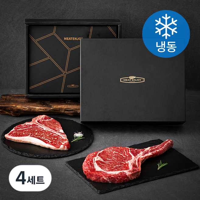 미트엔조이 미국산 프리미엄 토마호크 500g + 티본 스테이크 400g 선물세트 (냉동), 4세트