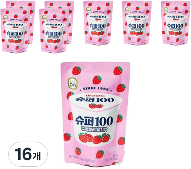 에치와이 슈퍼 100 구미젤리 딸기맛, 16개, 50g