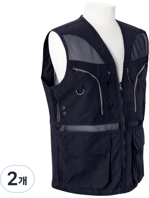 엠엔씨 넘버 망사 작업조끼 MDJK168PP, 네이비, 2개