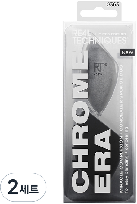 리얼테크닉스 미라클 컴플렉션 & 컨실러 스펀지 듀오 세트, 2세트, 블랙