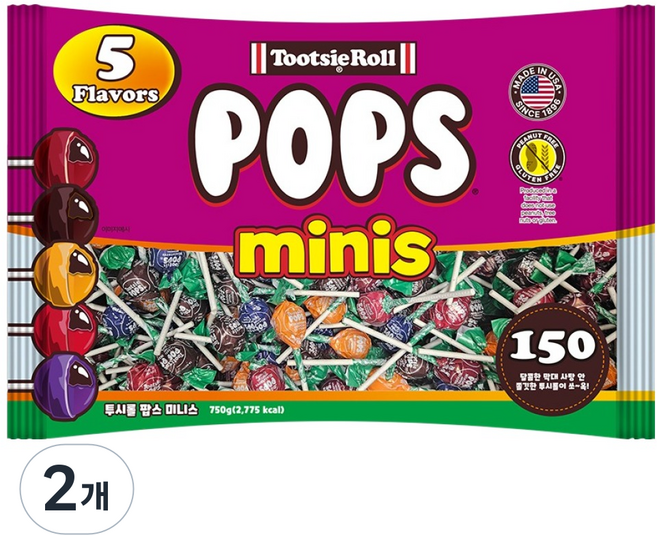 투시팝 팝스 미니스 캔디, 750g, 2개