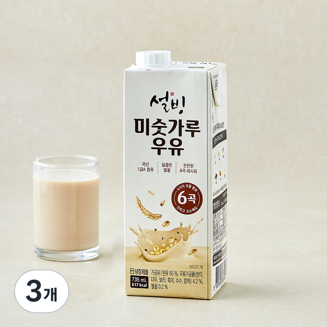 설빙 미숫가루 우유, 3개, 735ml