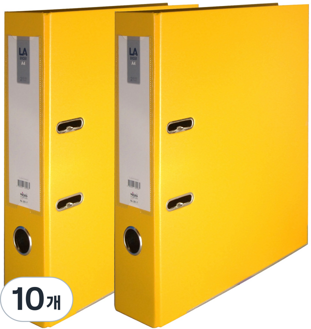 마이다스 레버아치 LA 바인더 2공 세로형 민 7cm, 노랑색, 10개