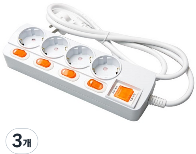 메이프 개별 스위치형 멀티탭 4구, 1.5m, 3개