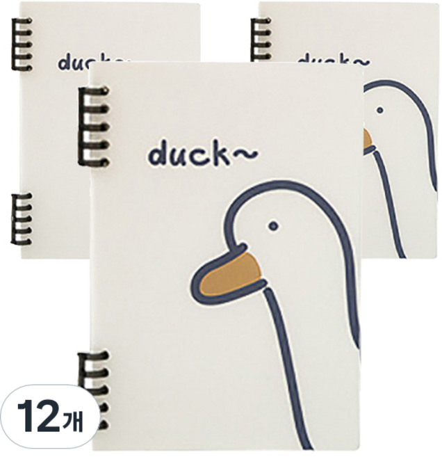 마켓감성 투명커버 코일 메모장, 오리, 12개