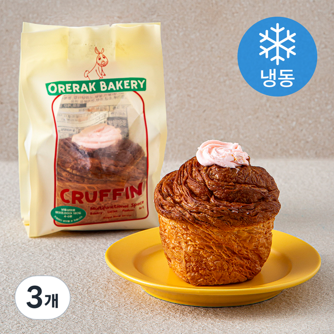오르랔베이커리 딸기우유 크러핀 (냉동), 110g, 3개
