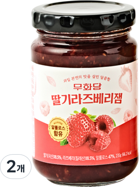 무화당 알룰로스 딸기라즈베리잼, 2개, 235g