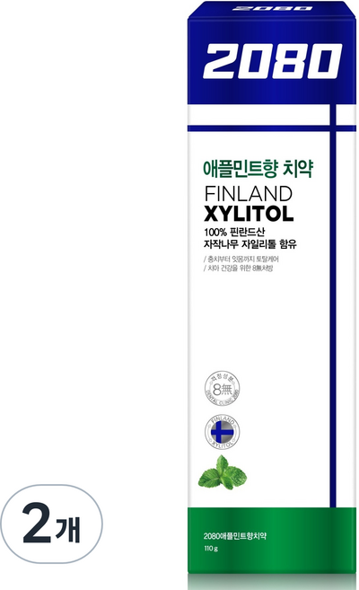 2080 자일리톨 애플민트 치약, 110g, 2개