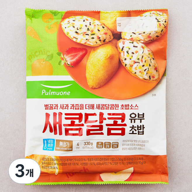 풀무원 새콤달콤 유부초밥 4인분, 330g, 3개
