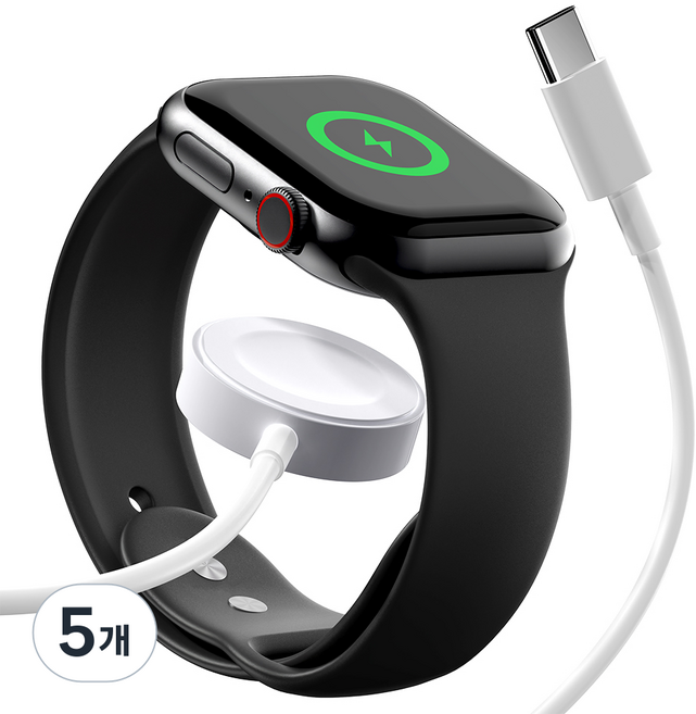 구스페리 애플워치 호환 무선 충전기 C타입 충전케이블 충전독, 화이트, 5개