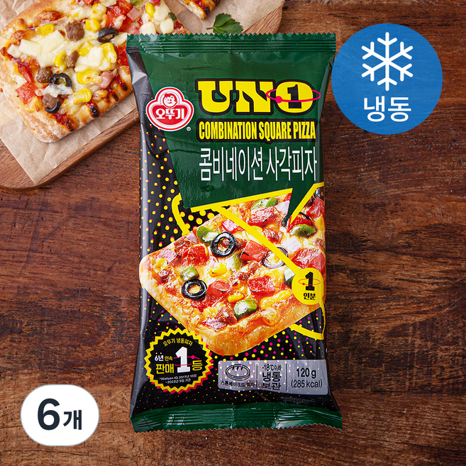 오뚜기 UNO 콤비네이션 사각피자 (냉동), 120g, 1개입, 6개
