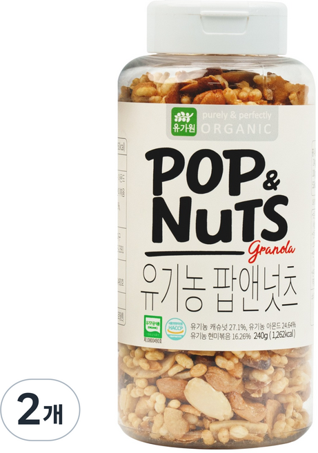 유가원 유기농 팝앤넛츠, 240g, 2개