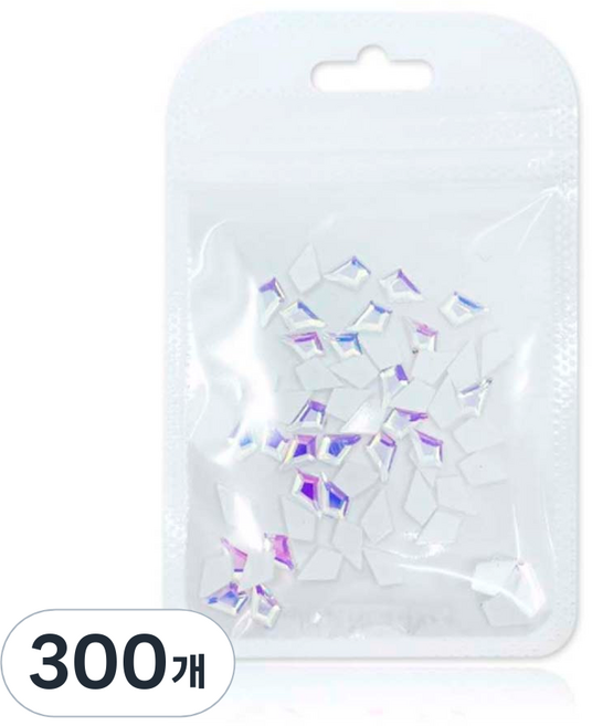 메이브라운 네일스톤 대용량 하트 롱다이아 네일파츠, 오로라화이트, 300개