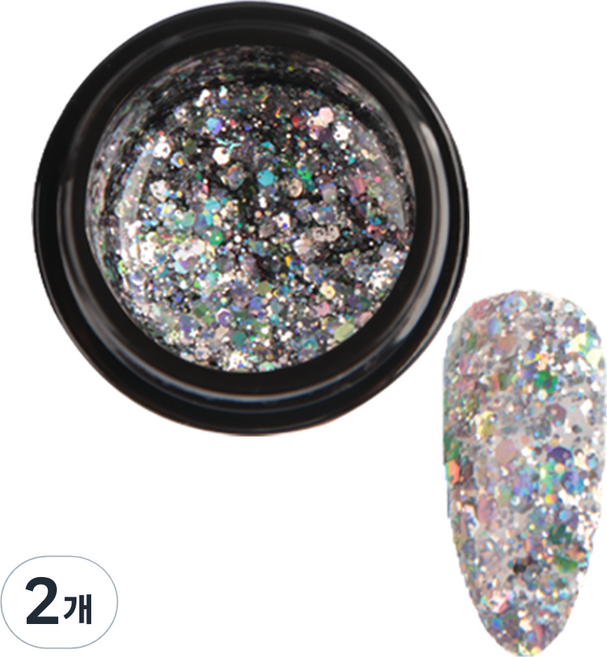 아이빛 클리어 쫀쫀 진주 글리터 젤네일, 2개, 5g, 글리터샤이닝젤 은펄