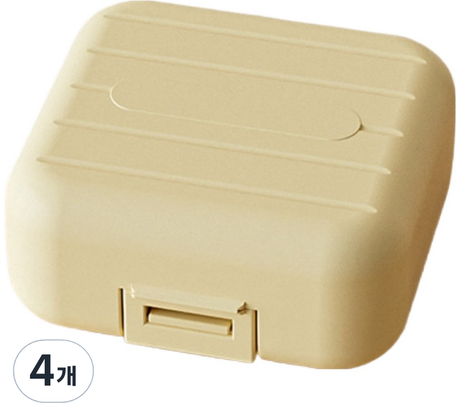 스테디얼 심플 휴대용 일주일 알약 통 케이스 엘로우 소형, 4개