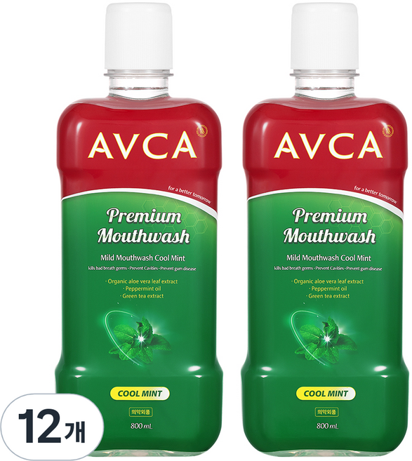 아브카 마일드 대용량 쿨 민트향 구강청결제, 800ml, 12개