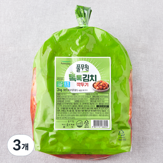 풀무원 톡톡 깍두기, 3kg, 3개