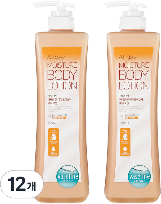 과일나라 바세린 대용량 바디로션 올데이, 1L, 12개