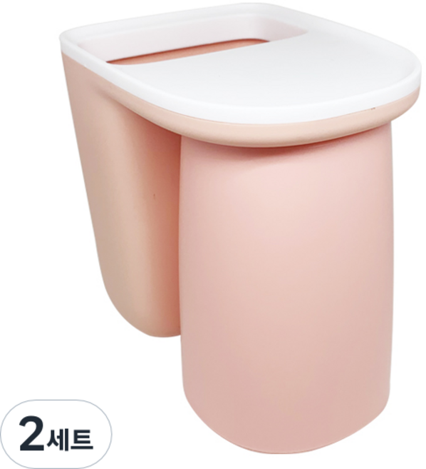 클라덴 거꾸로 양치컵 + 칫솔걸이 세트, 핑크, 2세트