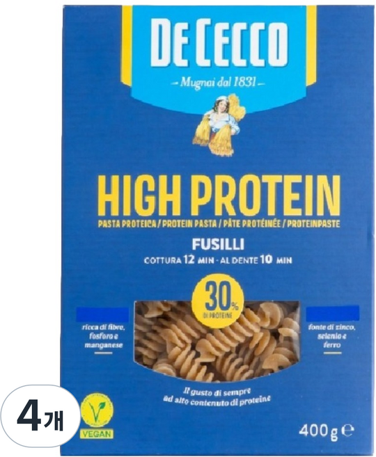 DE CECCO 得科 高蛋白螺旋麵, 400g, 4個