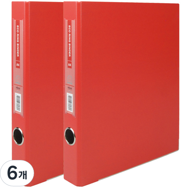 마이다스 D링 바인더 파일 명찰형 3공 3cm A4, 적색, 6개