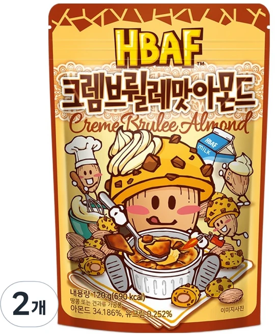 바프 크렘브륄레맛 아몬드, 120g, 2개 - 쿠팡