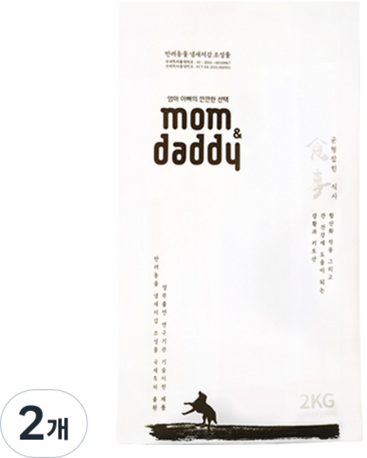 momndaddy 전연령용 프리미엄 강아지 건식 사료, 곡물, 2kg, 2개