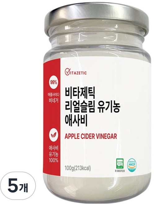 비타제틱 리얼 슬림 유기농 애플사이다비니거 분말, 100g, 5개