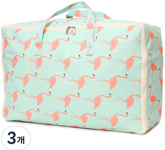 하늬통상 패브릭 이불정리함, 플라밍고, 3개