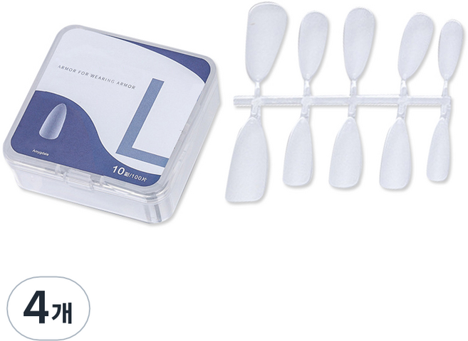 BARNA Nail Matte Fit 杏仁延長甲片 L 100p, 4個, 單一顏色