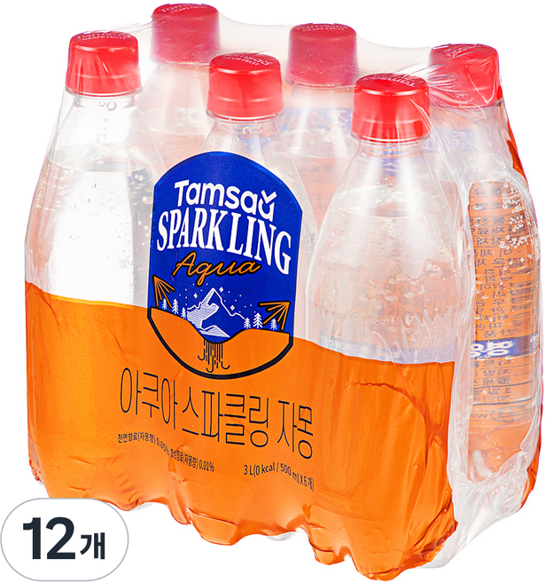 탐사 아쿠아 스파클링 자몽 무라벨, 500ml, 12개