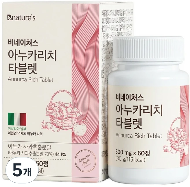 비네이쳐스 아누카리치 타블렛 30g, 60정, 5개 - 쿠팡