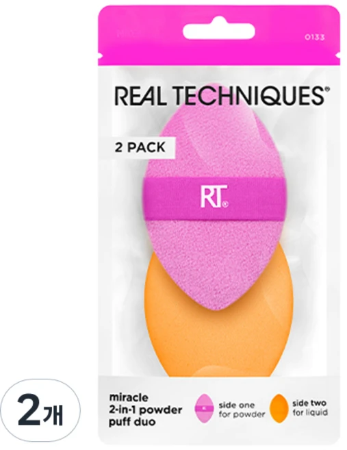 리얼테크닉스 미라클 2in1 파우더 퍼프 듀오, 2개 - 쿠팡