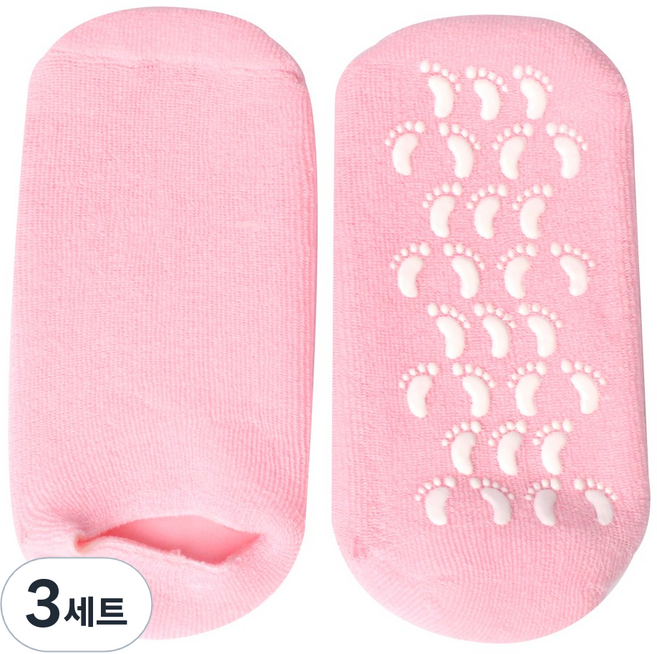 풋인솔 발각질 관리 보습양말 핑크, 3세트