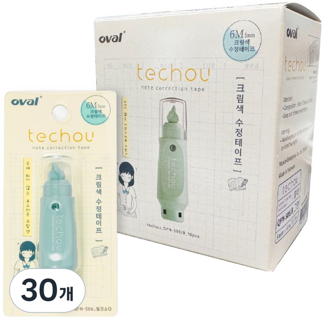 oval 歐文 Techo 修正帶, 牛奶蘇打, 30個