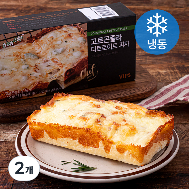 빕스 고르곤졸라 디트로이트 피자 (냉동), 115g, 1개입, 2개