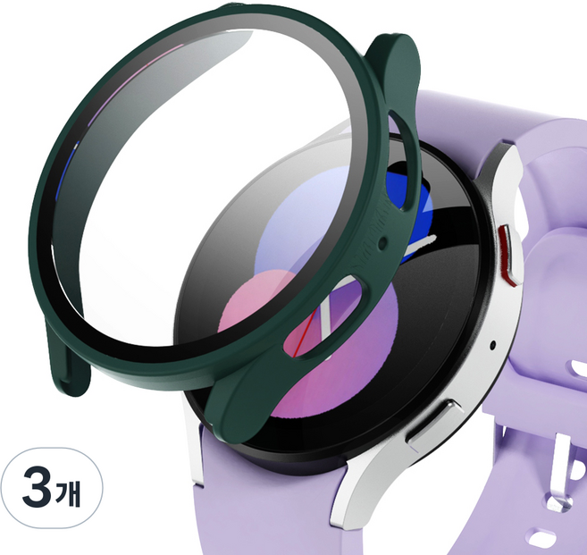 아이엠듀 스마트워치 강화유리 풀커버 케이스 하이브리드, 미드나잇 그린, 3개