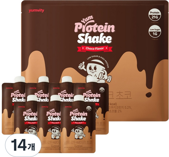 얌비티 얌프로틴 쉐이크 초코맛, 14개, 32g